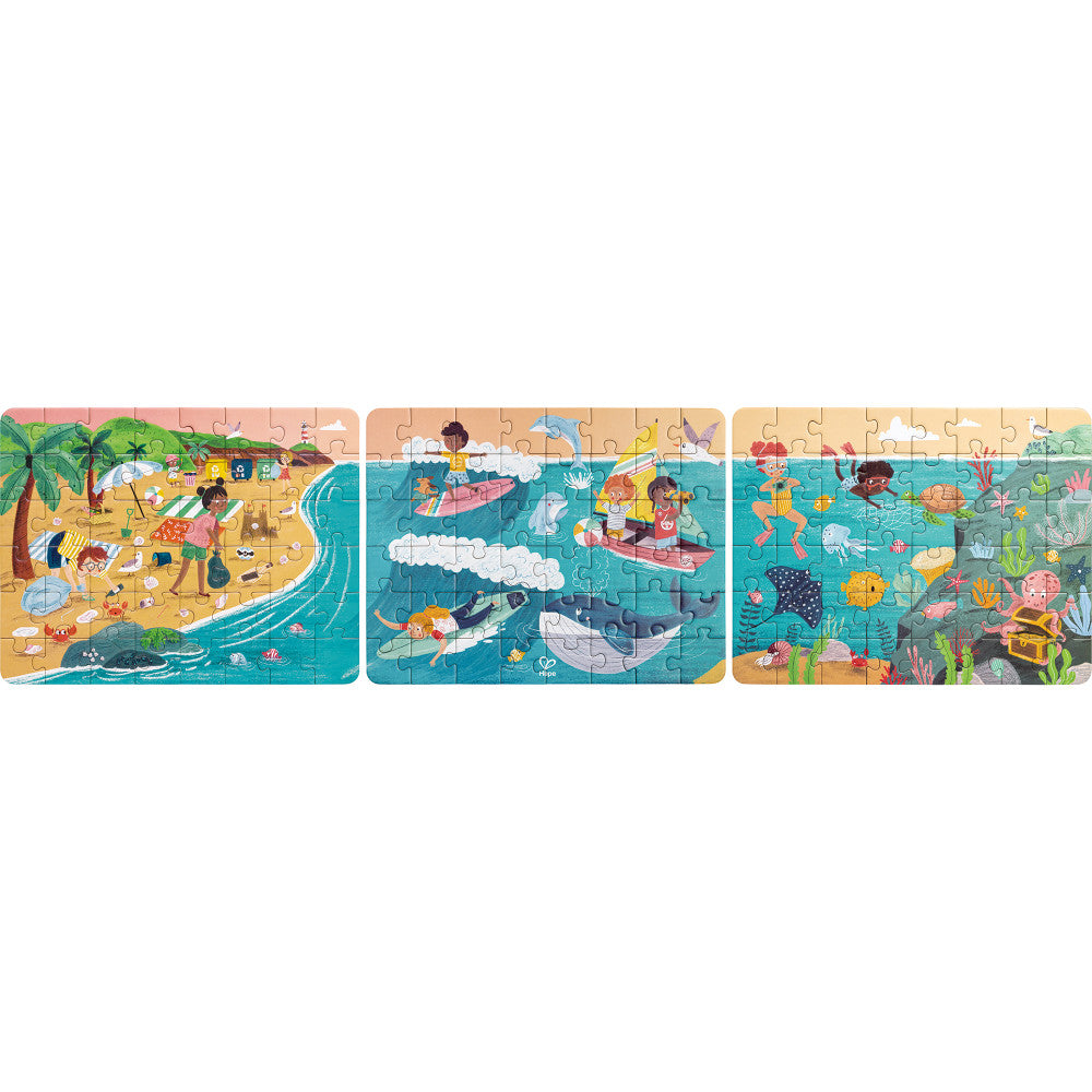 Hape: Ocean Friends Puzzle - 3-In-1, 48pc Each