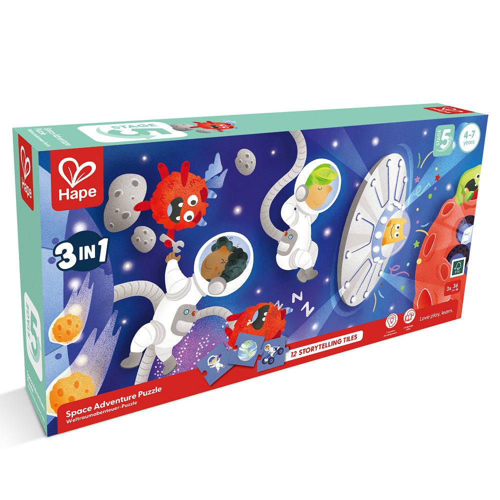 Hape: Space Adventure Puzzle - 3-In-1, 48pc Each