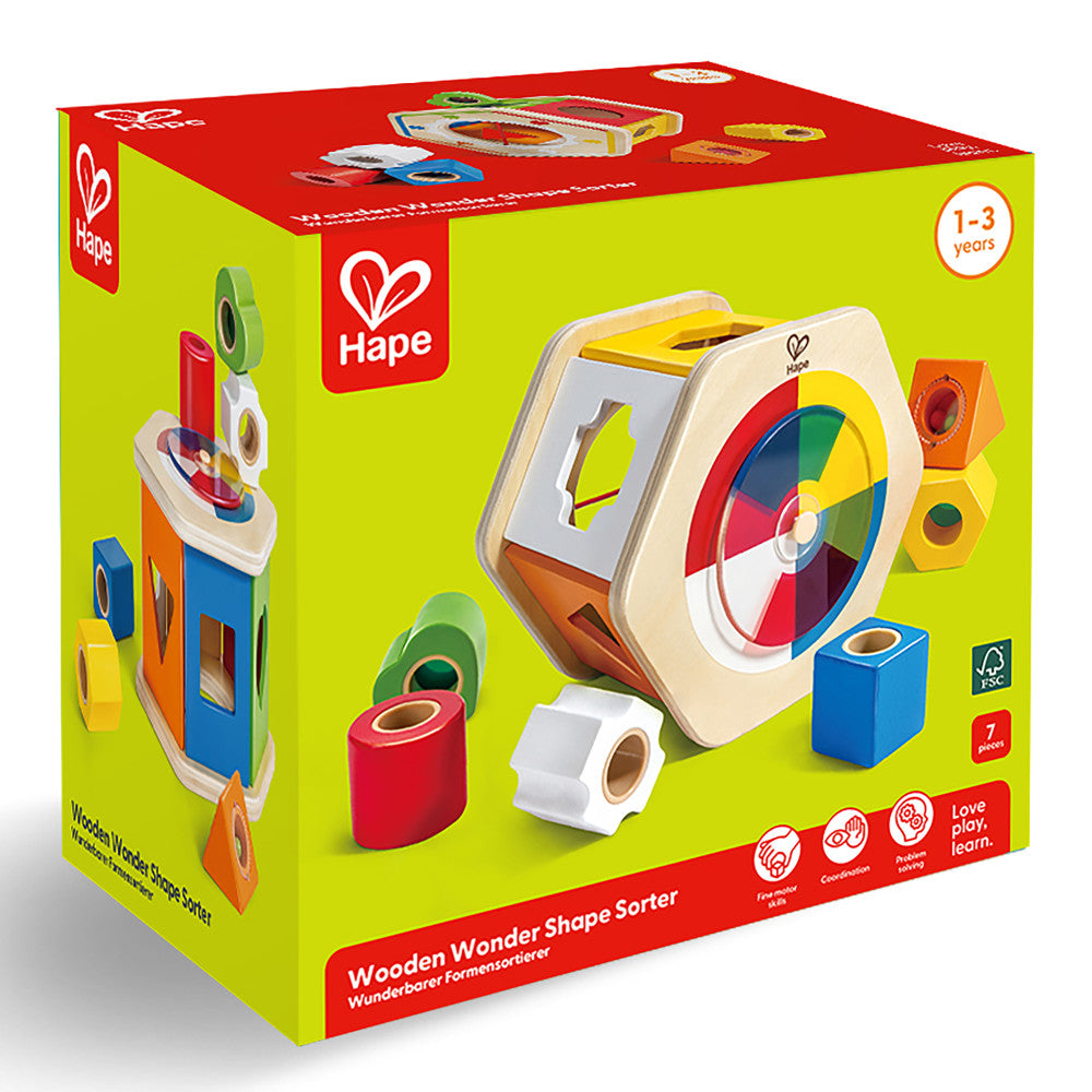 Hape: Wooden Wonder Shape Sorter - Rainbow Sorting Play Toy