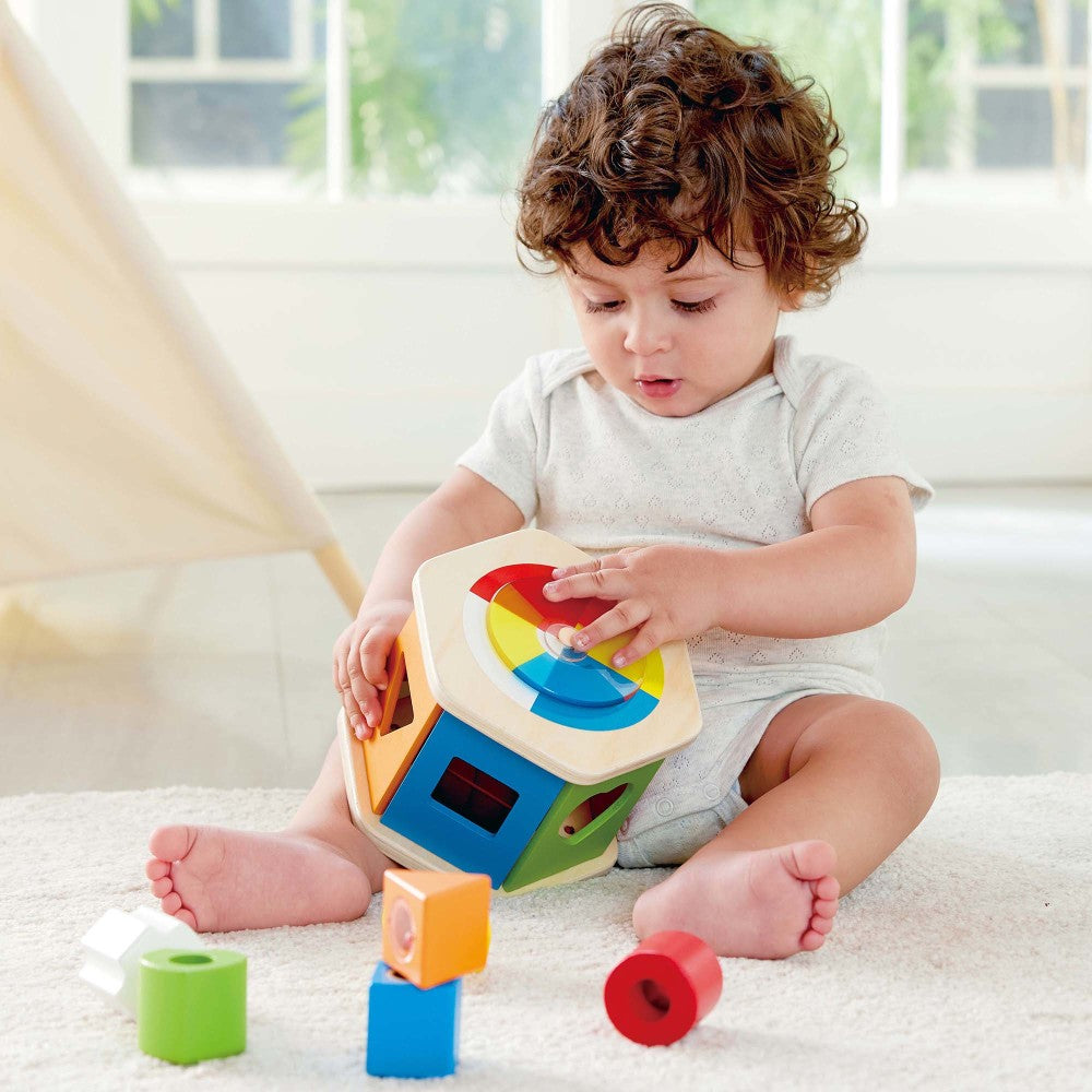 Hape: Wooden Wonder Shape Sorter - Rainbow Sorting Play Toy