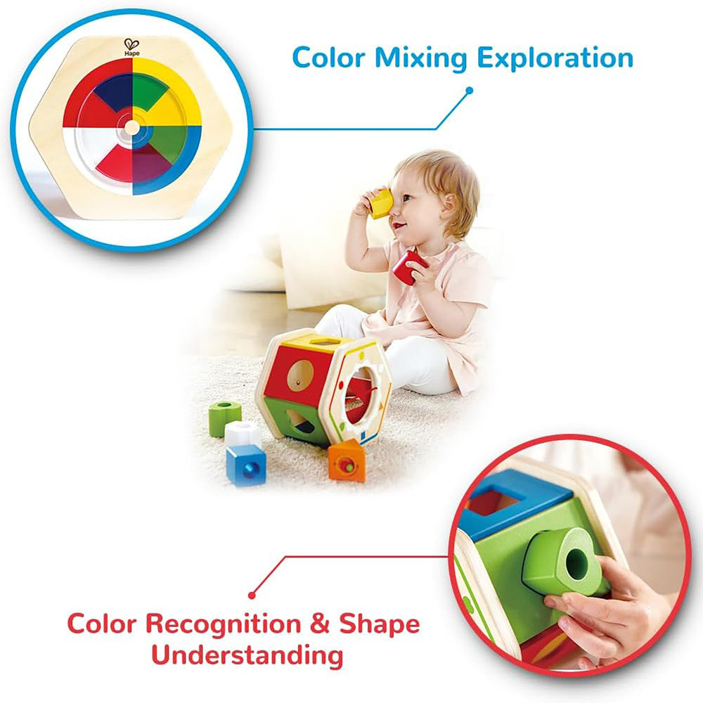 Hape: Wooden Wonder Shape Sorter - Rainbow Sorting Play Toy