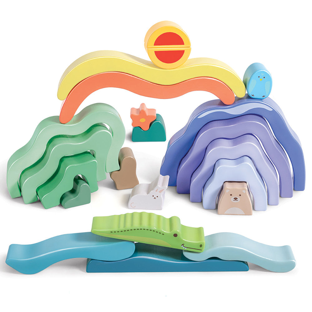 Hape: Nature Scene Stacking Blocks - Wooden Nesting Toy