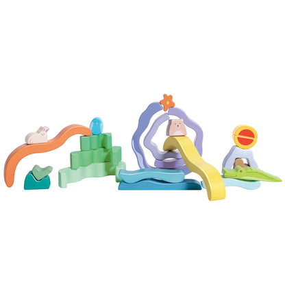 Hape: Nature Scene Stacking Blocks - Wooden Nesting Toy