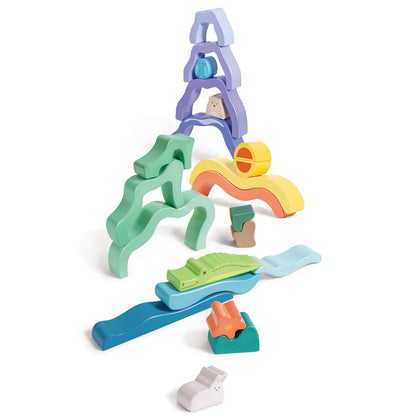 Hape: Nature Scene Stacking Blocks - Wooden Nesting Toy