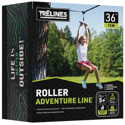 Treslines: Roller Adventure Line 36 ft - Zipline, Grip Bar Handle