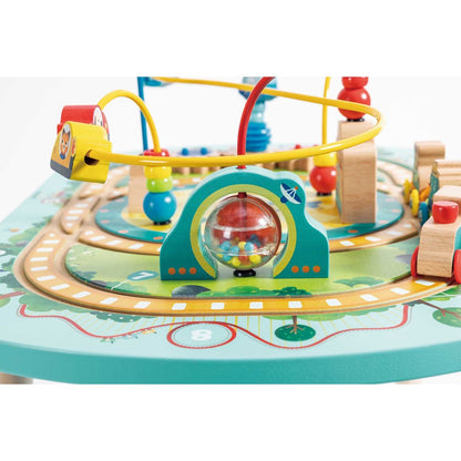 Hape: Twisting Railway Maze Table - Wooden Animal Graphics Maze Toy