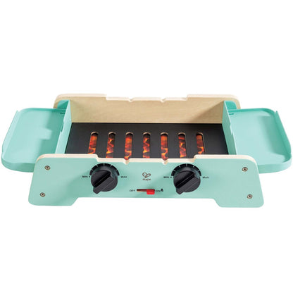 Hape: Sizzling Griddle & Grill BBQ - Teal Wooden Food Playset