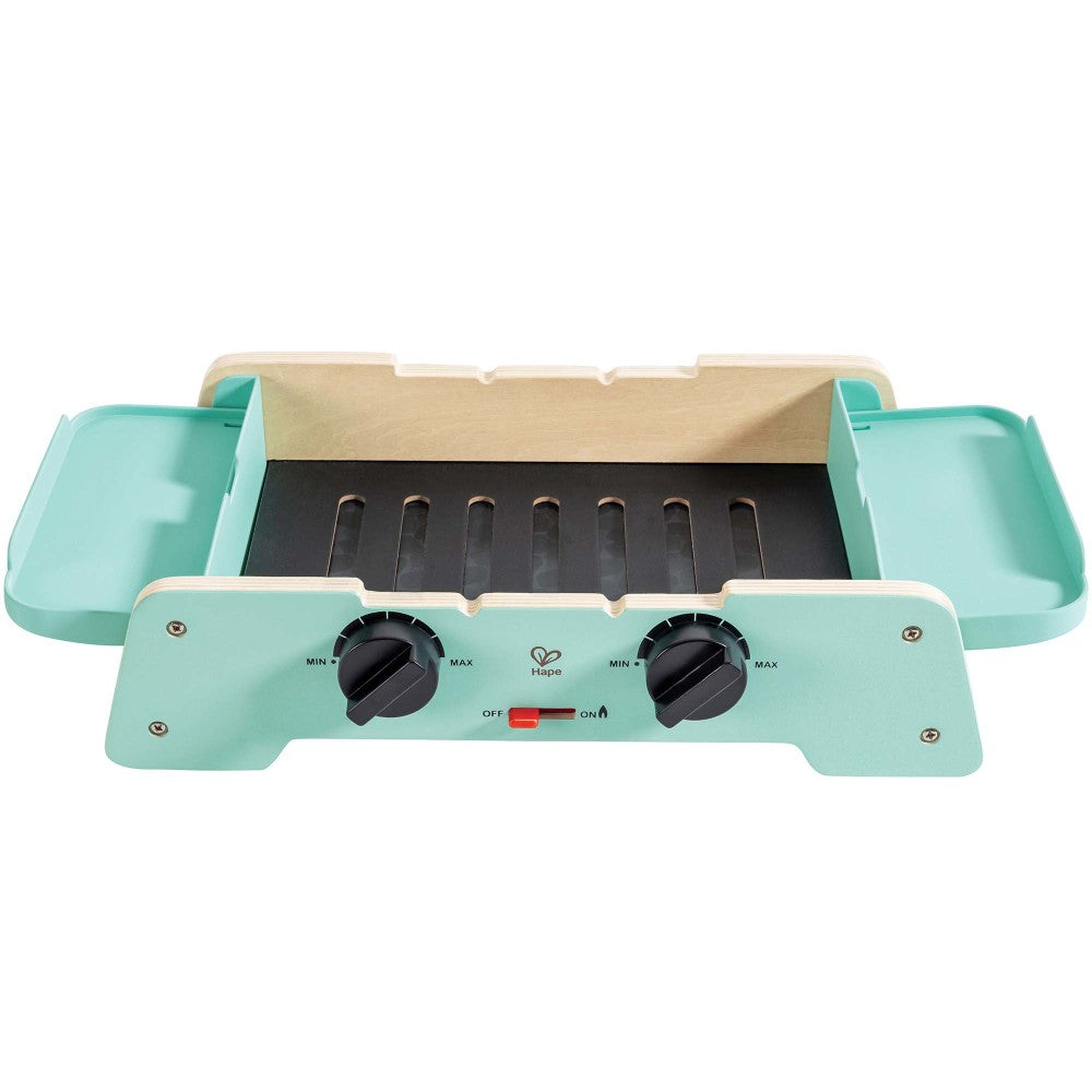 Hape: Sizzling Griddle & Grill BBQ - Teal Wooden Food Playset