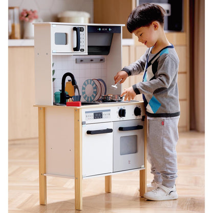 Hape: Modern Smart Kitchen - White 12pc, Lights & Sounds Toy