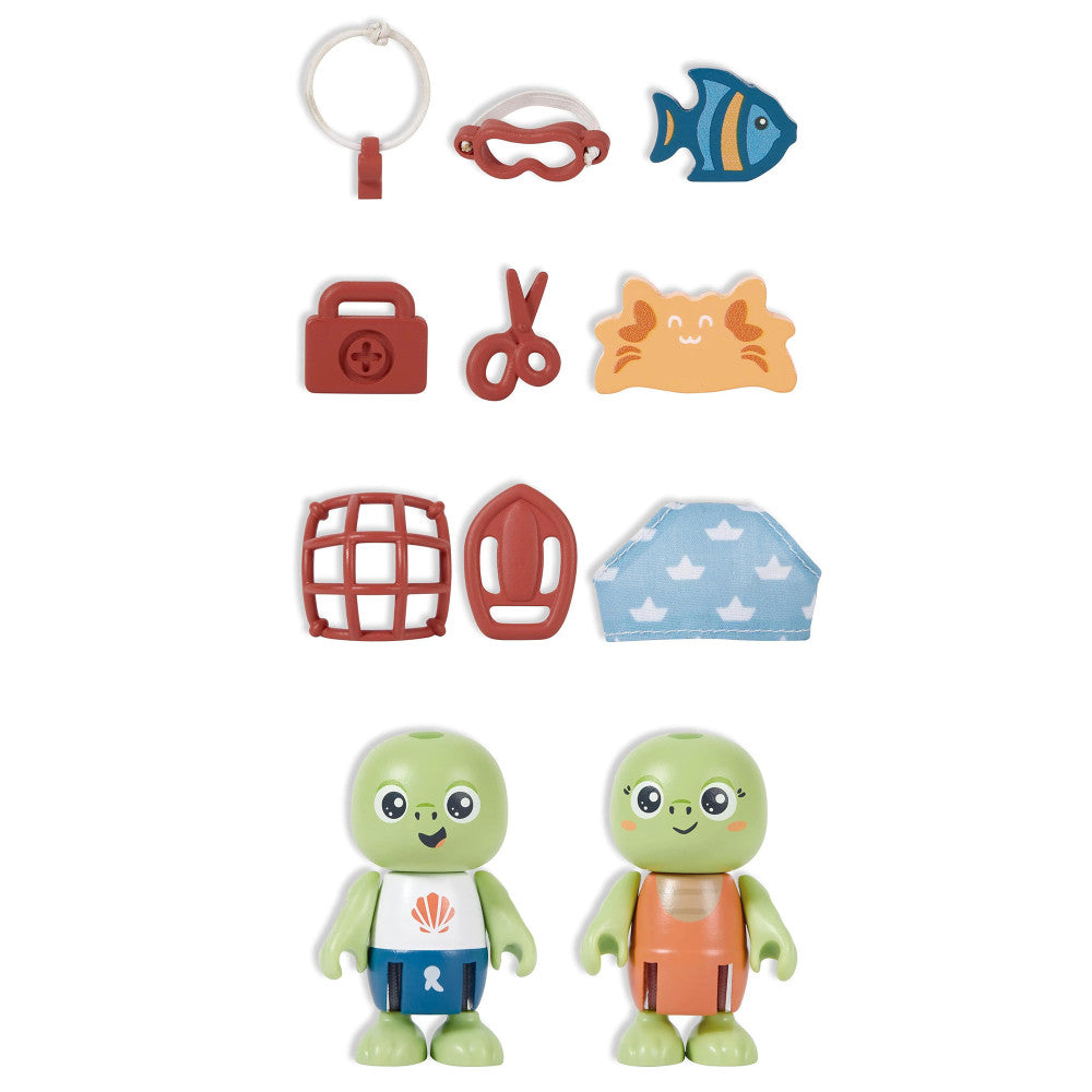 Hape: Kayl & Wai Set - 2 Turtle Articulated Toy Figurines