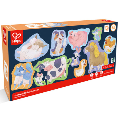 Hape: Farmyard Friends Puzzle - 10 Mini Animal Shaped Puzzles