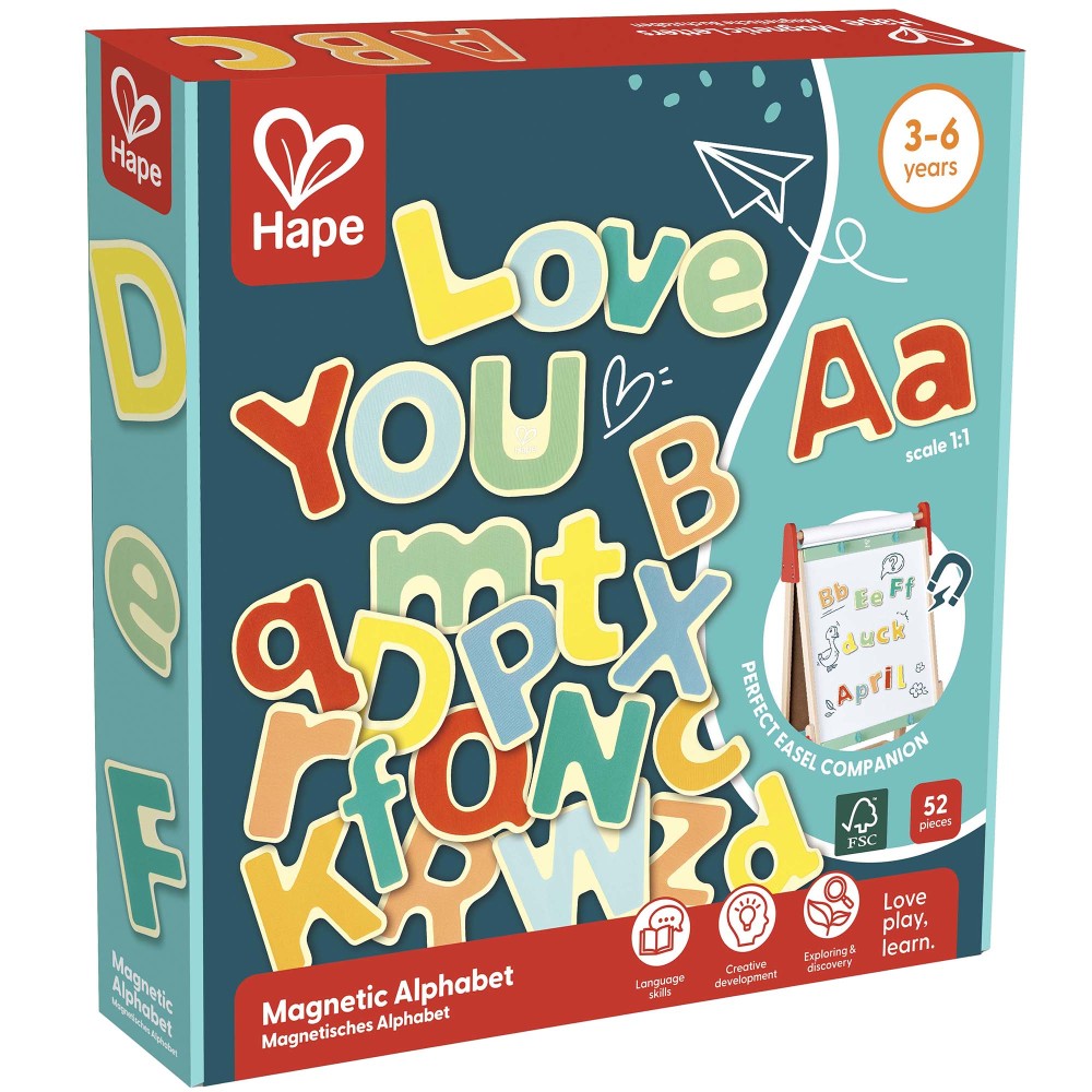 Hape Colorful Magnetic Alphabet Set - 52pcs ABC Wooden Magnets – Toys