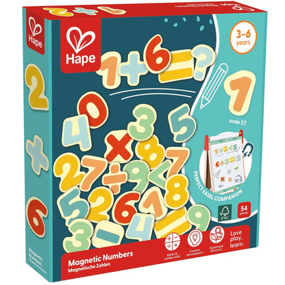 Hape: Magnetic Numbers - 54pcs, Colorful Wooden Magnets