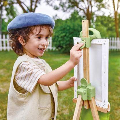 Hape: Portable Bamboo Easel - 14pc, Green & White