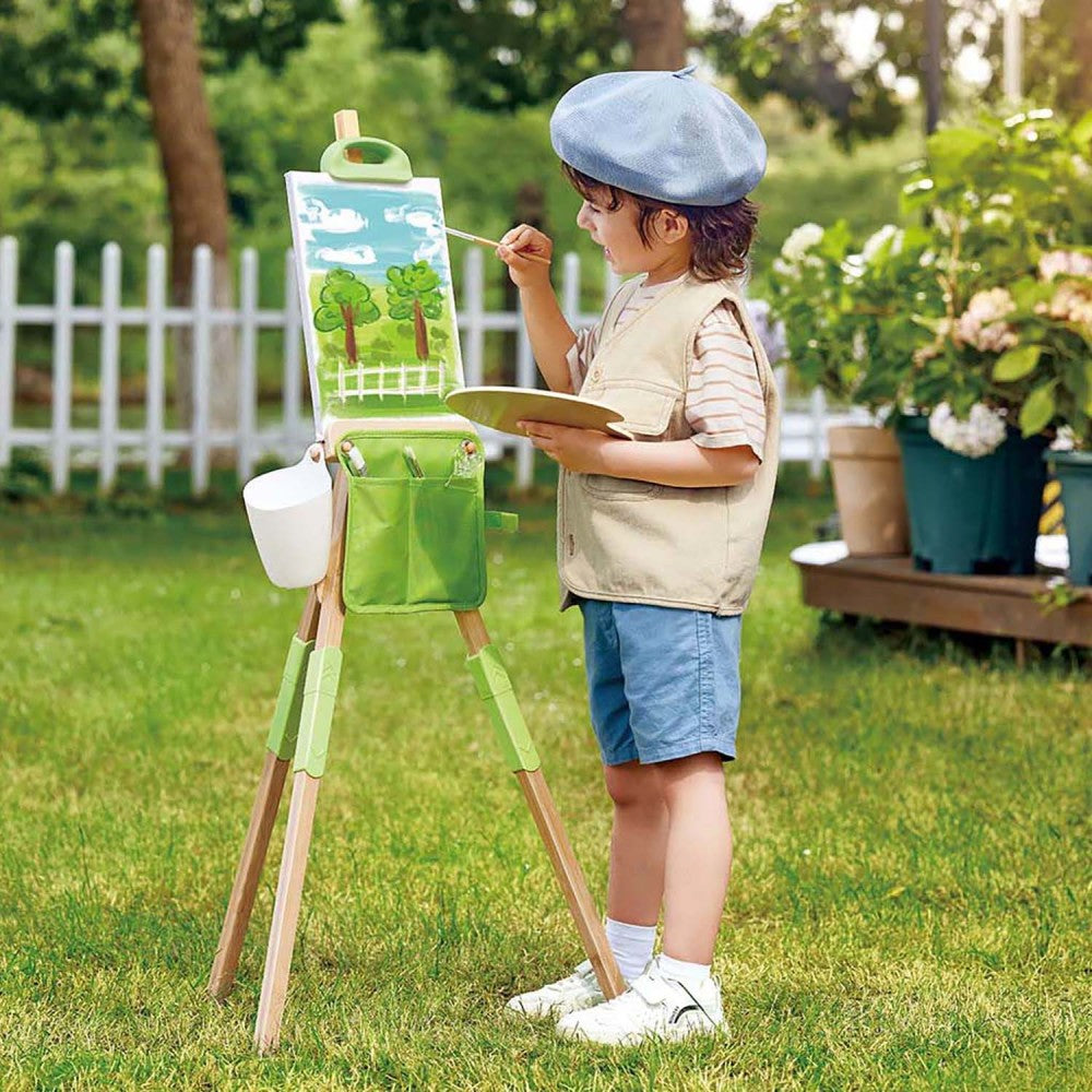 Hape: Portable Bamboo Easel - 14pc, Green & White