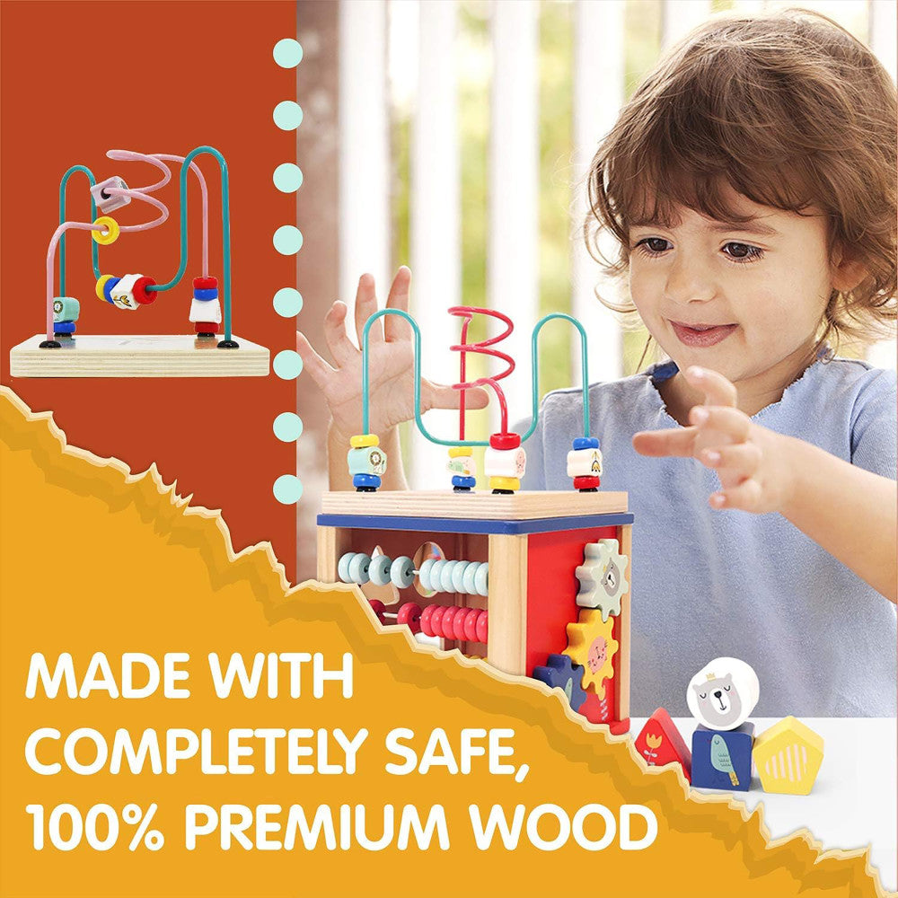 LEO & FRIENDS: Alice 5-In-1 Activity Cube - Wooden Interactive Toy