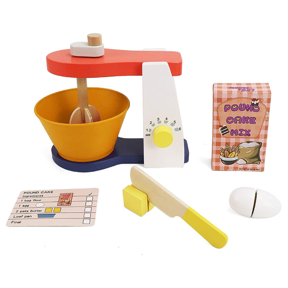 LEO & FRIENDS: Wooden Mixer Set - 9pc Make-A-Cake Set