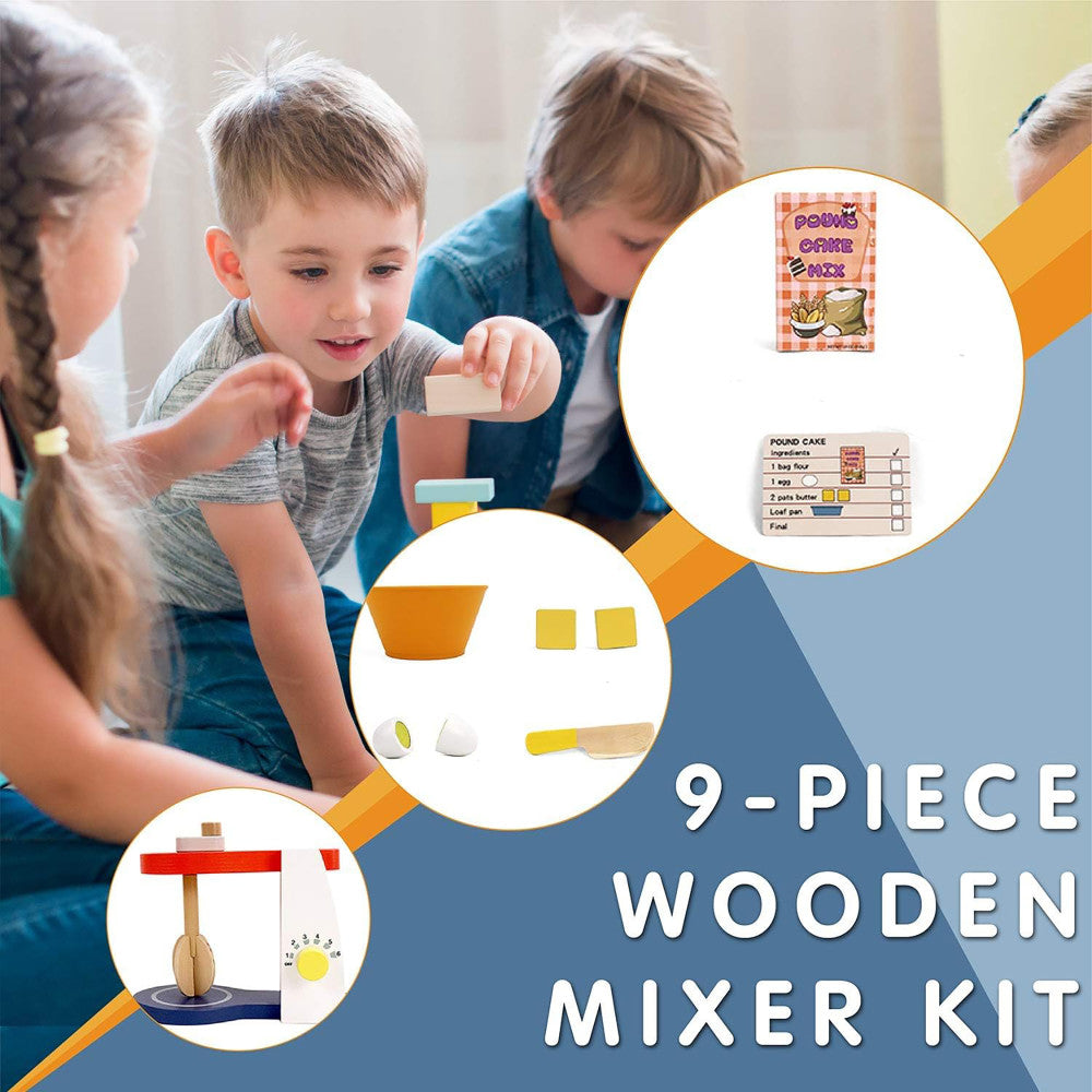 LEO & FRIENDS: Wooden Mixer Set - 9pc Make-A-Cake Set