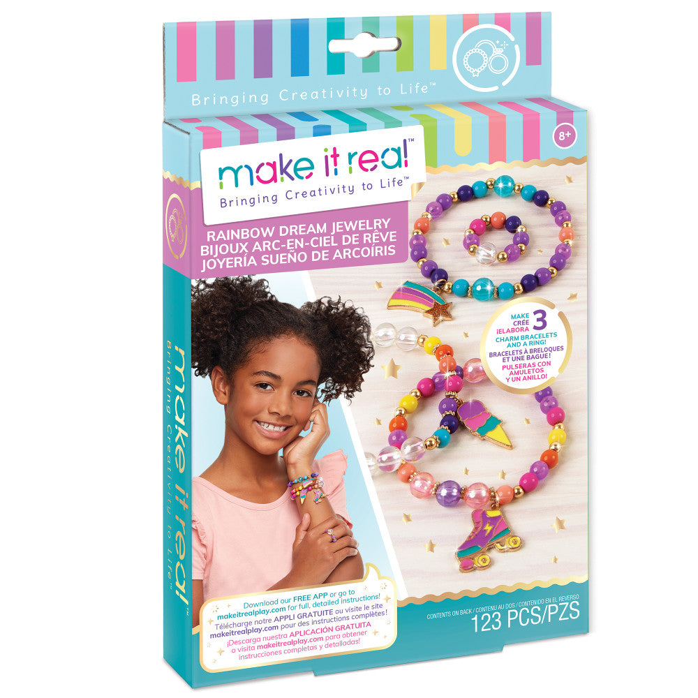 Make It Real Rainbow Dream Charm Bracelet and Ring Jewelry Kit