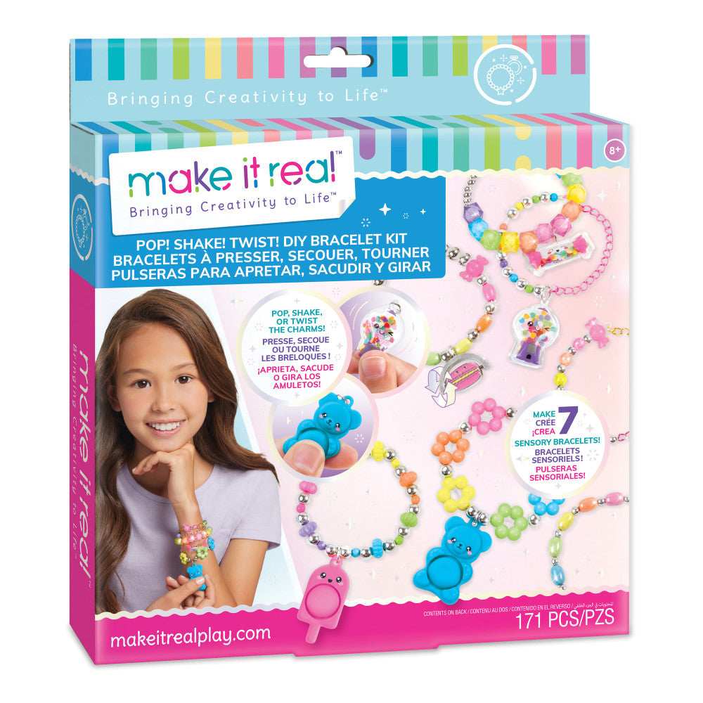 Make It Real Pop! Shake! Twist! Candy-Themed DIY Bracelet Kit for Kids Age 8+