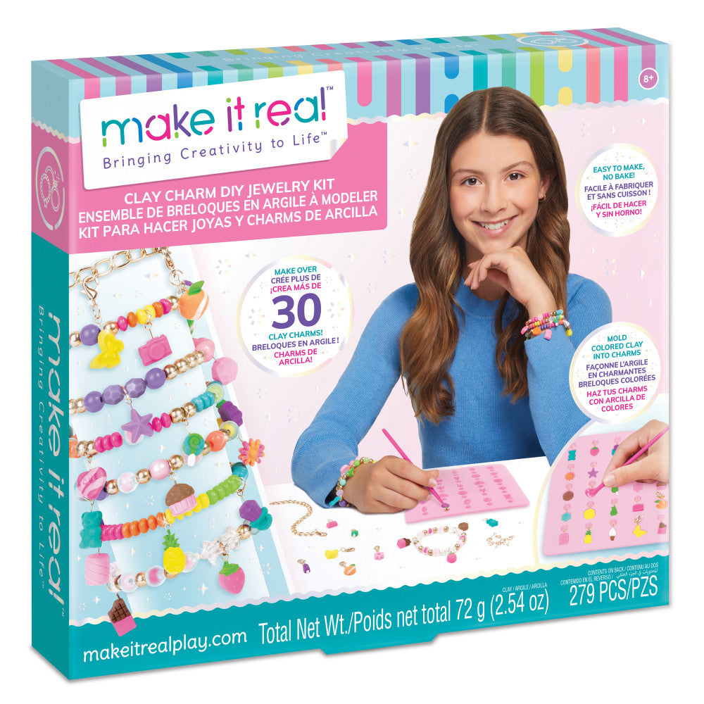 Make It Real Clay Charm Creation Kit - DIY Jewelry Making Set for Kids 8+