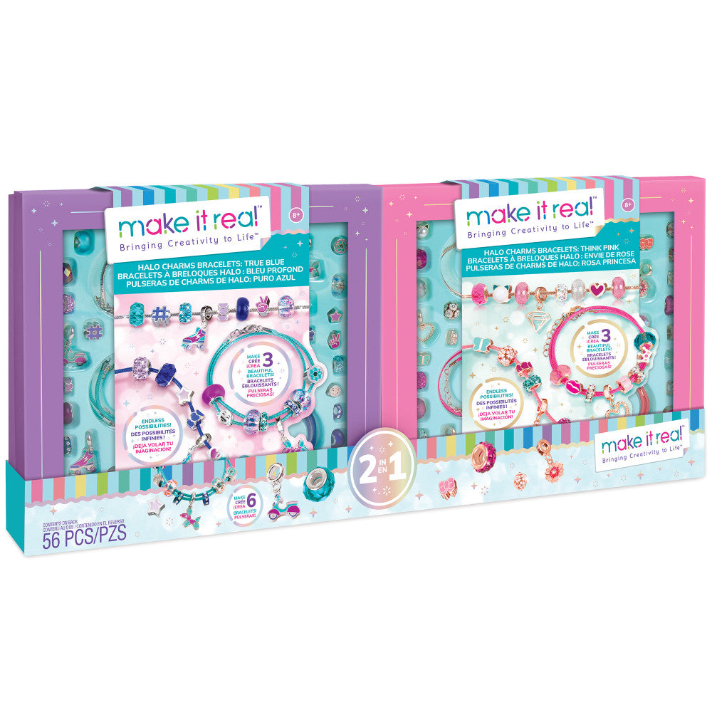 Make It Real Halo Charms 2 Jewelry Making Kit - Think Pink & True Blue