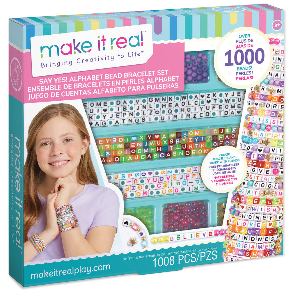 Make It Real: Say Yes! Alphabet Bead Bracelet Set - 1008pc DIY Jewelry Kit