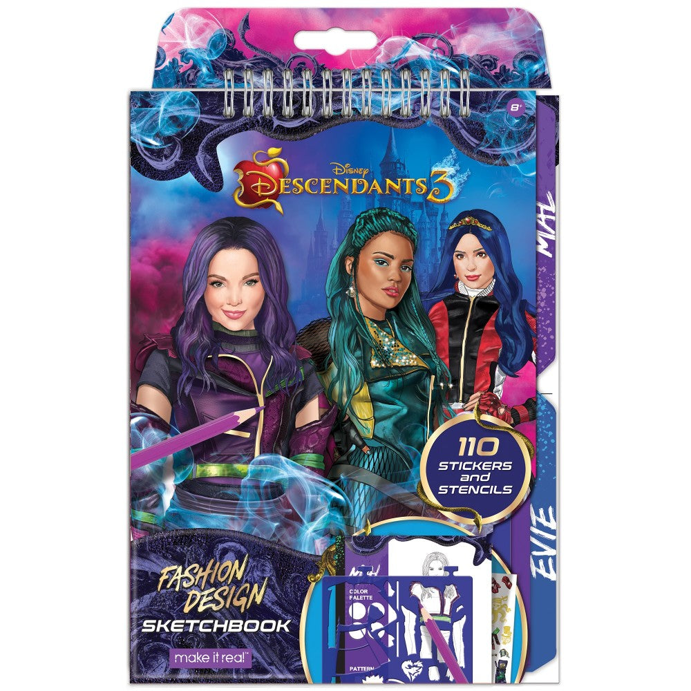 Disney Descendants 3 Evie, Mal, Uma Fashion Design Sketchbook Kit