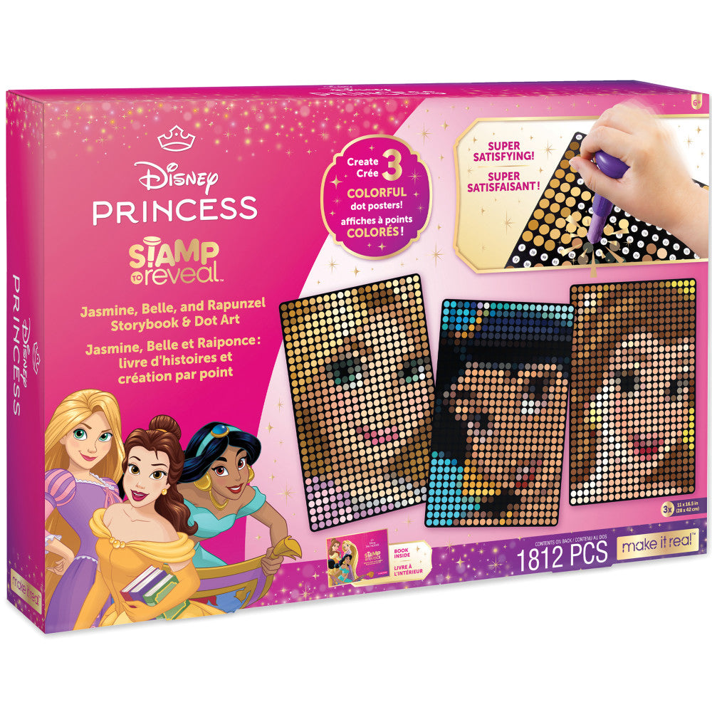 Make It Real: Disney Stamp To Reveal - Jasmine, Belle, Rapunzel Storybook & Dot Art