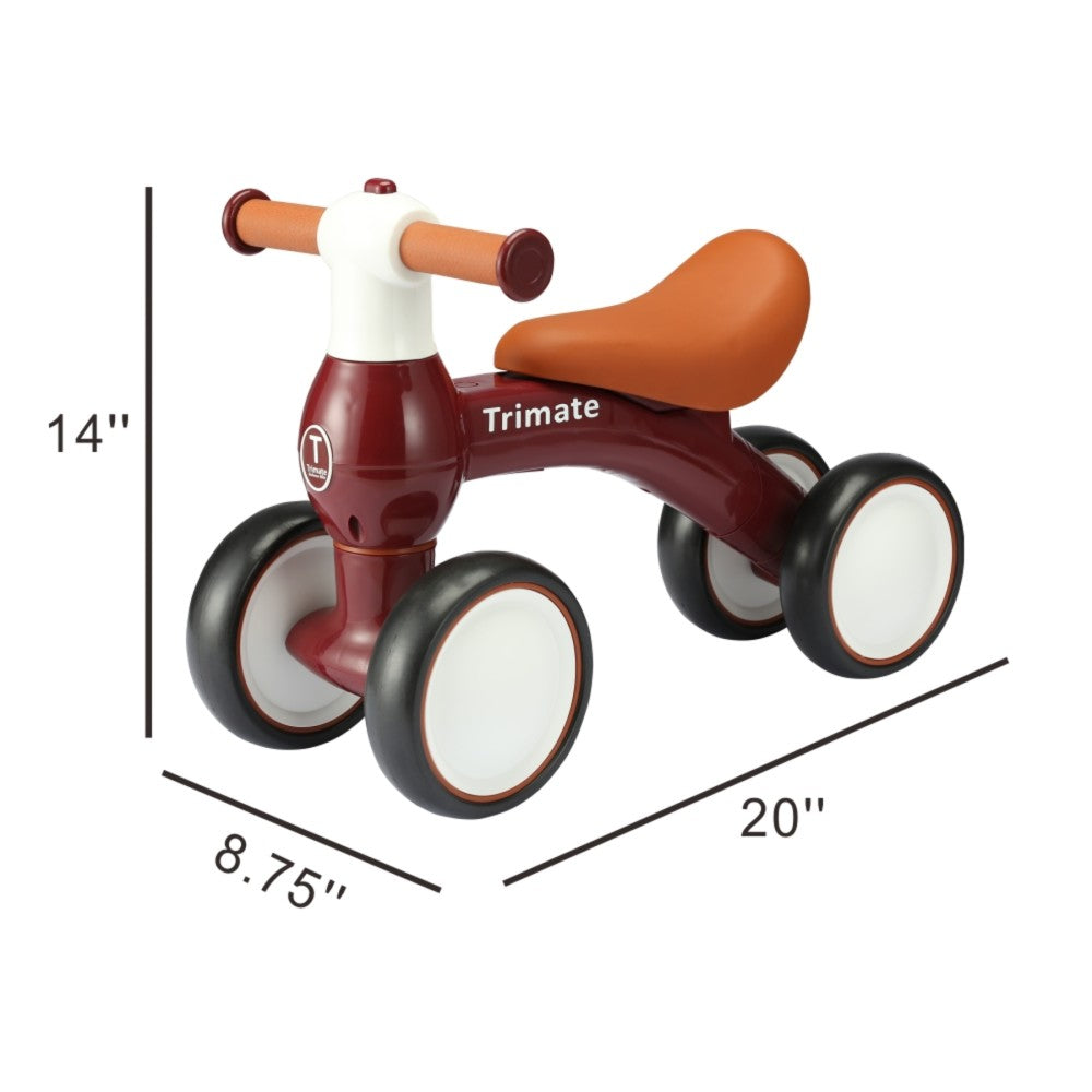 Trimate Baby Walker Balance Bike, Wine Red - Ideal First Bike for Toddlers