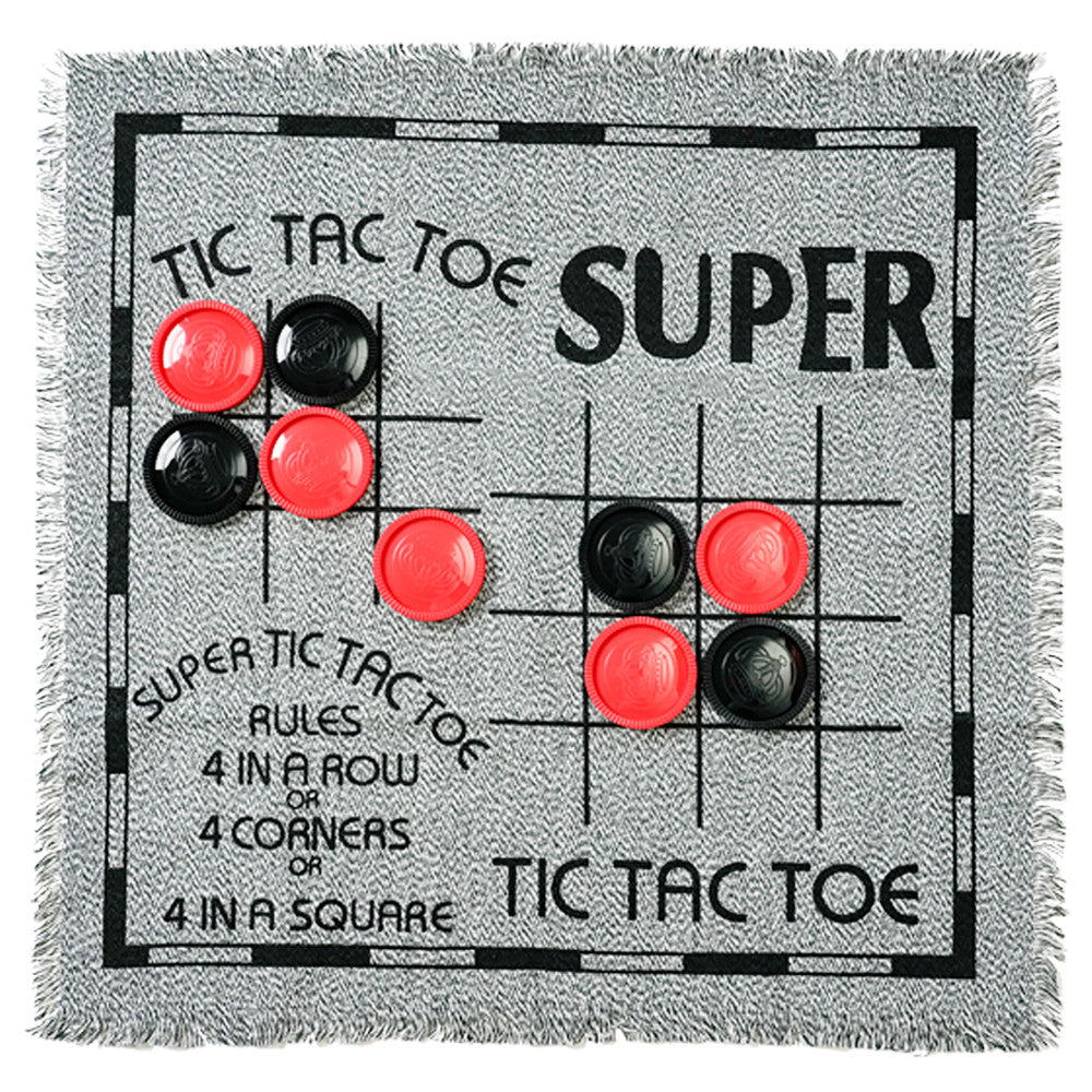 Trimate: 3-In-1 Giant Checkers & Tic Tac Toe - Jumbo 25.6" Square Rug