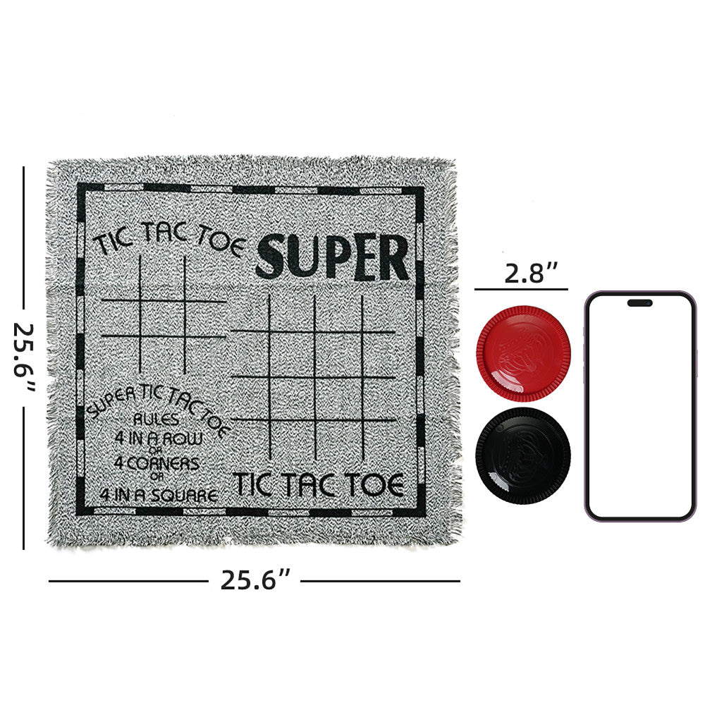 Trimate: 3-In-1 Giant Checkers & Tic Tac Toe - Jumbo 25.6" Square Rug