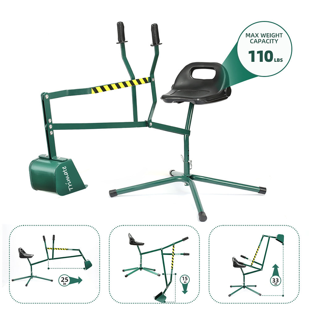 Trimate: Sandbox Excavator - Hunter Green - Metal Outdoor Digging & Lifting Toy