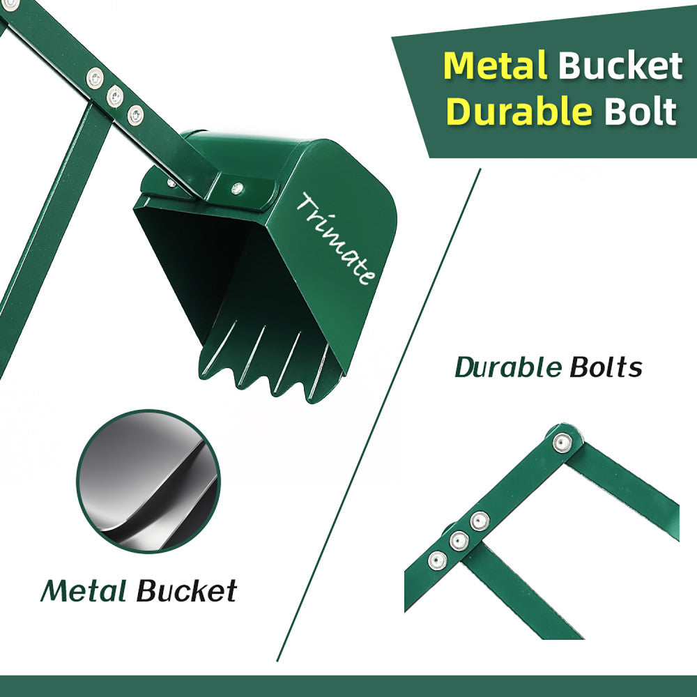 Trimate: Sandbox Excavator - Hunter Green - Metal Outdoor Digging & Lifting Toy