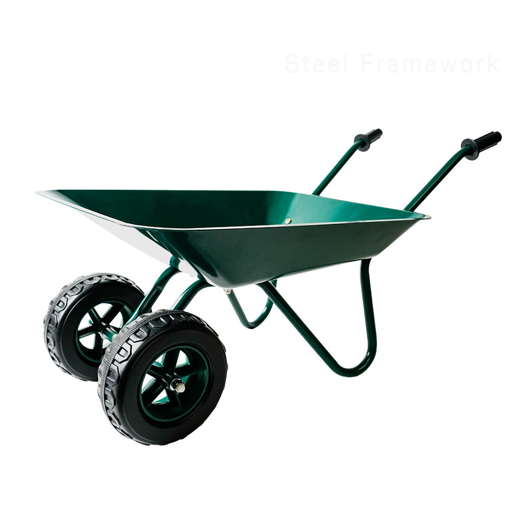 Trimate Metal Wheelbarrow - Hunter Green - Outdoor-Indoor Play Toy, 11x28x15"