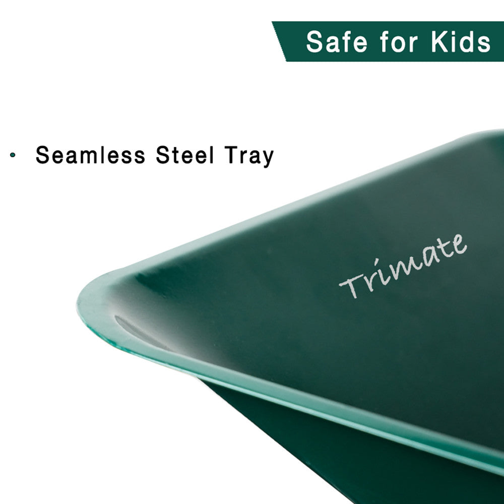 Trimate Metal Wheelbarrow - Hunter Green - Outdoor-Indoor Play Toy, 11x28x15"