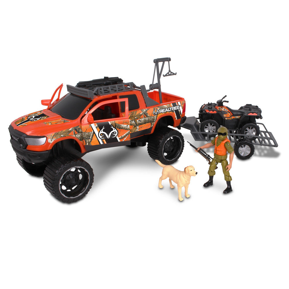 RealTree 10pc Hunting Adventure Playset with Ram 1500 and Polaris ATV - NKOK 1:18 Scale