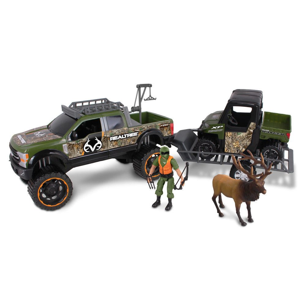 RealTree 10pc Hunting Adventure Playset with Ford F250 and Polaris Ranger UTV - NKOK 1:18 Scale