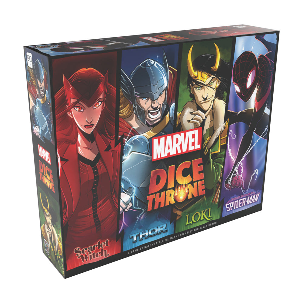 USAopoly Marvel Dice Throne: Scarlet Witch, Thor, Loki, Spider-Man Game Set