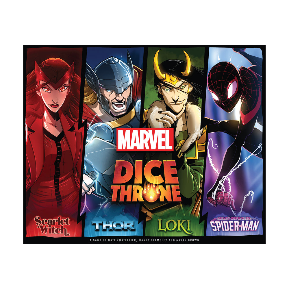 USAopoly Marvel Dice Throne: Scarlet Witch, Thor, Loki, Spider-Man Game Set