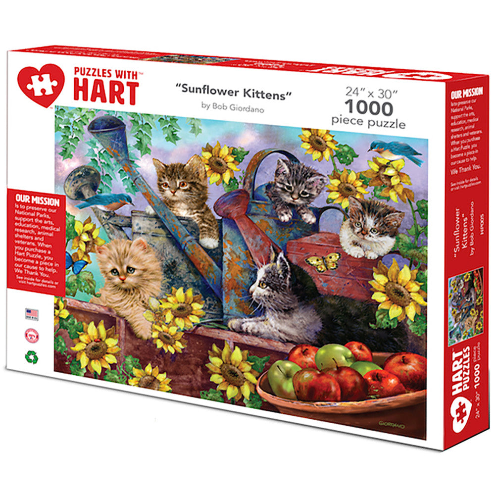 Hart Puzzles Sunflower Kittens 1000 pc Jigsaw Puzzle by Bob Giordano ...