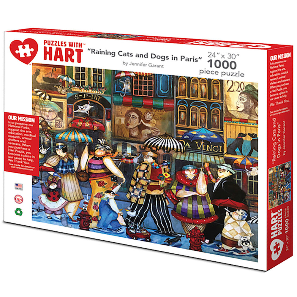 Hart Puzzles Raining Cats and Dogs in Paris Jigsaw Puzzle - 1000 pc