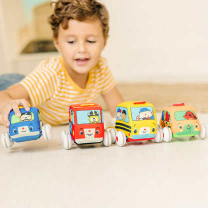 Melissa & Doug K's Kids Pull-Back Vehicle Set ‚Äì Soft Baby Toy