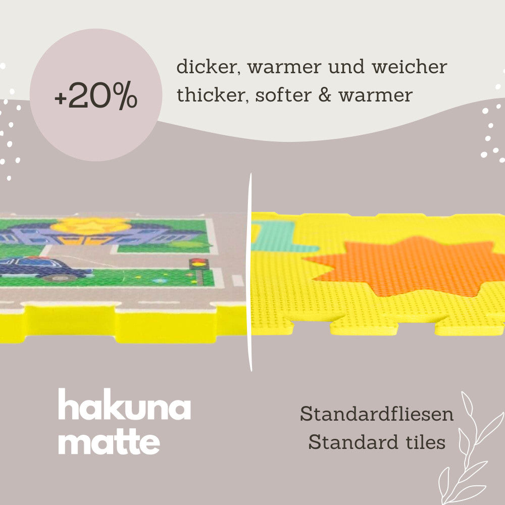 Hakuna Matte: Stylish Baby Play Mat: Car - 47x47", 16 Foam Floor Tiles W/ Removable Shapes