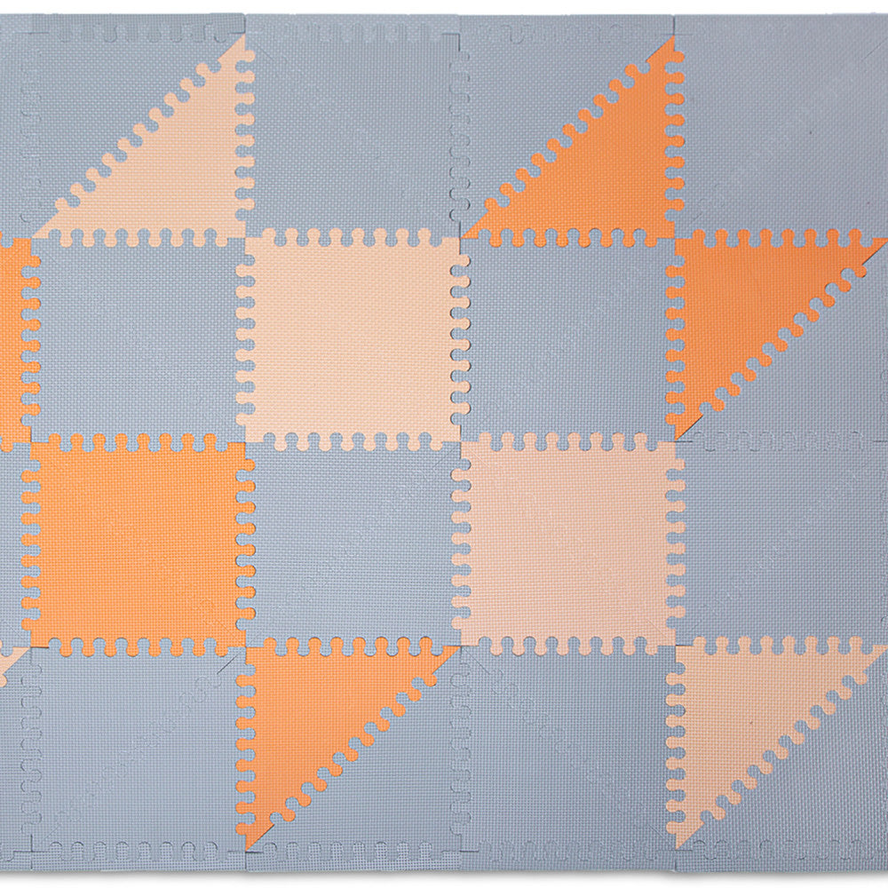 Hakuna Matte: Stylish Baby Play Mat: Grey-Beige-Orange - 72x48", 48 Triangle Foam Floor Tiles