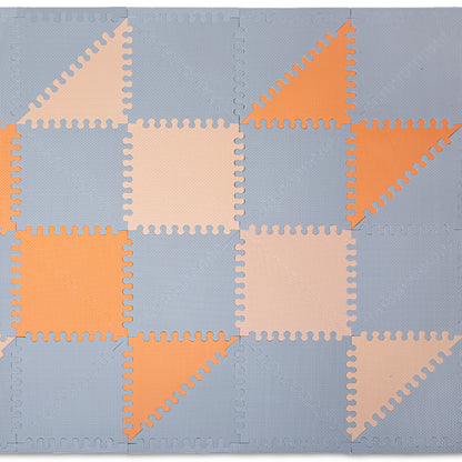 Hakuna Matte: Stylish Baby Play Mat: Grey-Beige-Orange - 72x48", 48 Triangle Foam Floor Tiles