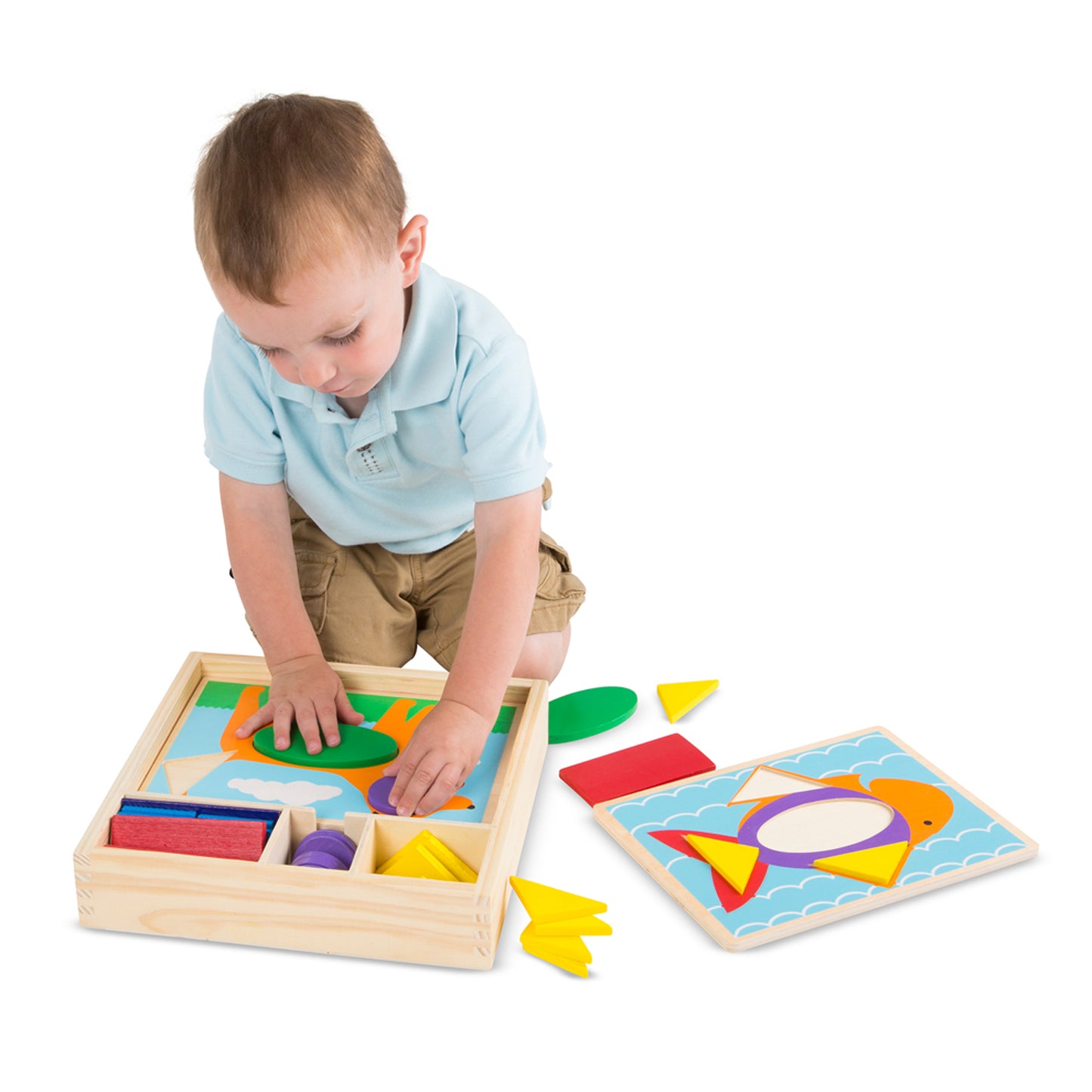 Melissa & Doug Beginner Pattern Blocks - Educational Shape Puzzle Set