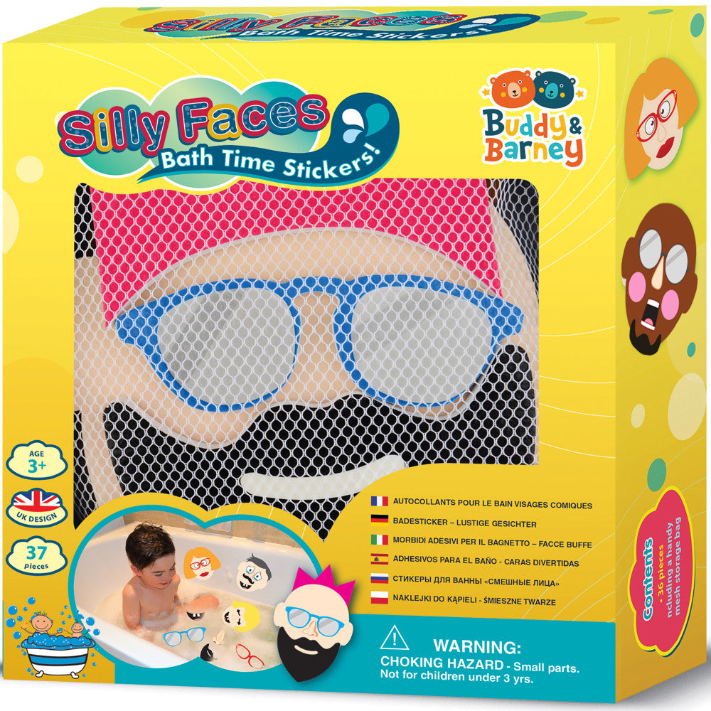 Buddy & Barney: Silly Faces Bath Time Stickers - 36 Reusable Foam Stickers