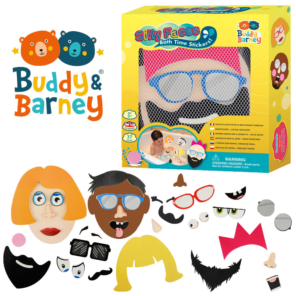 Buddy & Barney: Silly Faces Bath Time Stickers - 36 Reusable Foam Stickers