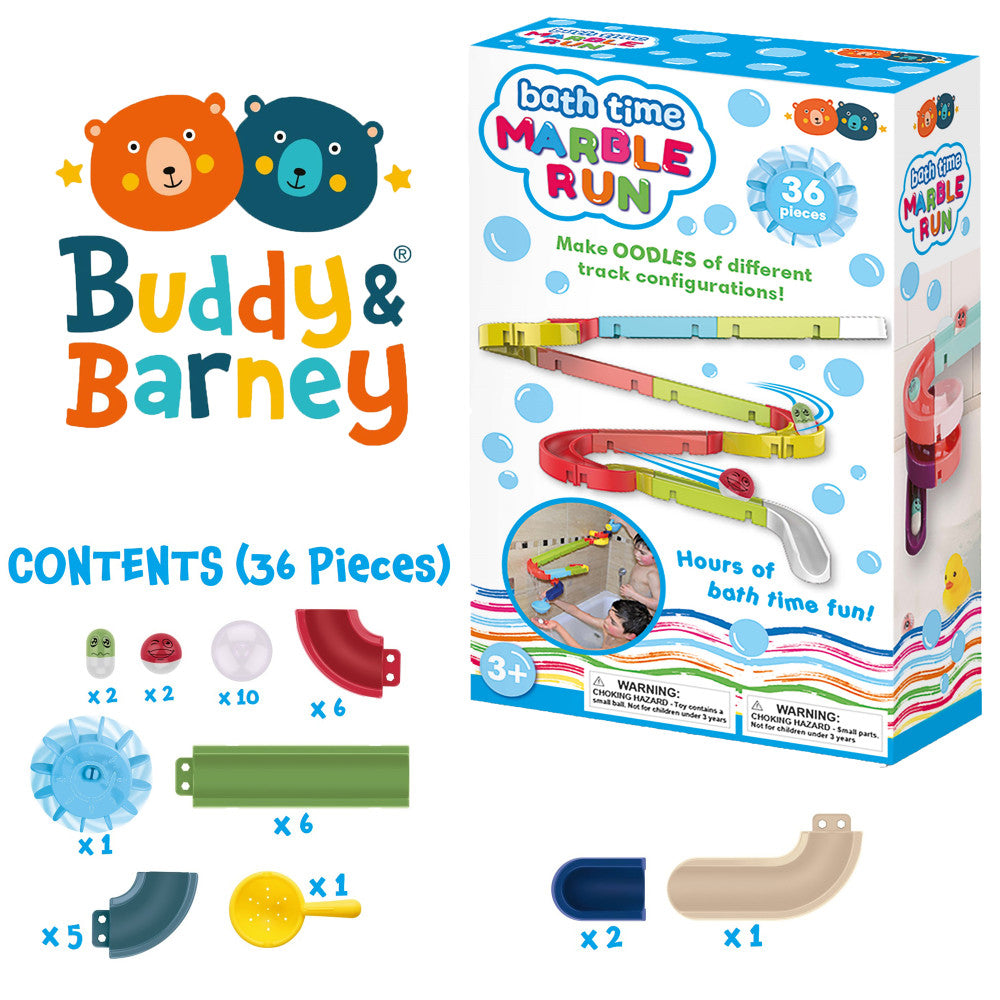 Buddy & Barney: Bath Time Marble Run - 36pc Set